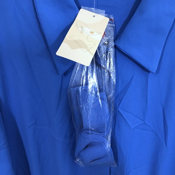 XXL Jumpsuit Long Sleeve Wide Leg Pockets Blue - Picture 5 of 10